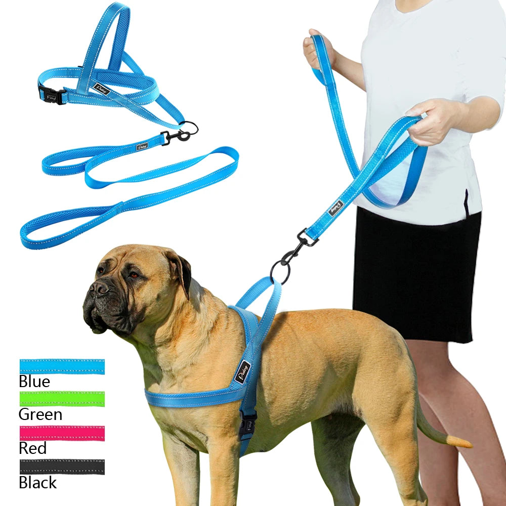 No Pull Reflective Dog Harness Leash Set Pet Vest Lead for Small Meduim Large Dogs Perfect for Daily Training Walking XXS-L