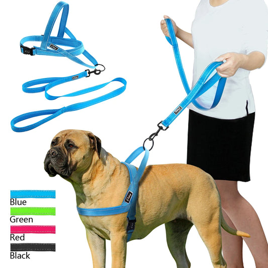 No Pull Reflective Dog Harness Leash Set Pet Vest Lead for Small Meduim Large Dogs Perfect for Daily Training Walking XXS-L