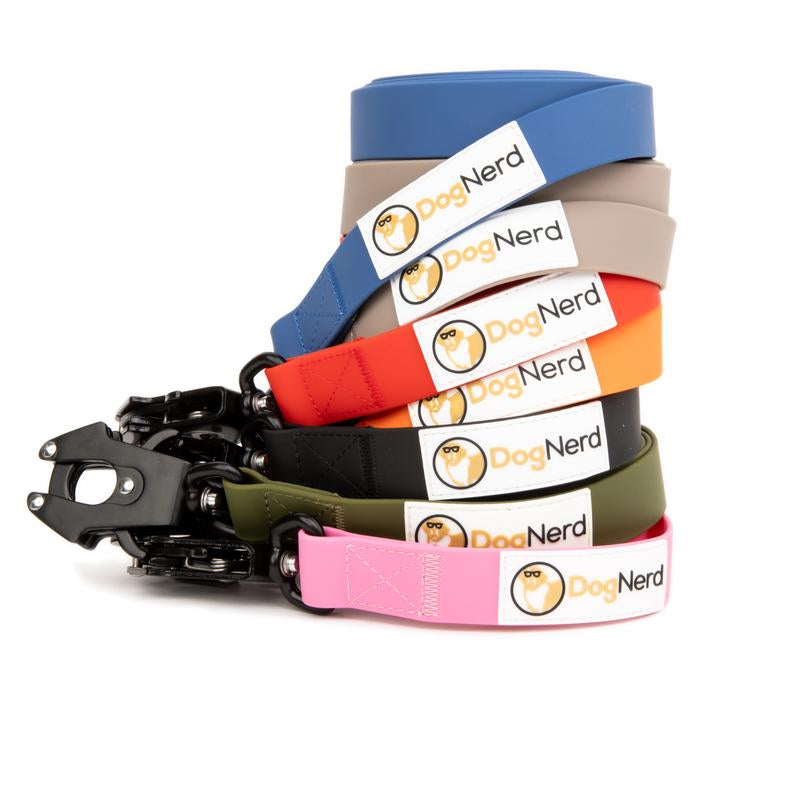 Dognerd 6' Tactical Silicone Dog Leash with Aluminum Quick Release Carabiner Solid Design for Large Dogs Walks Hikes Jogging