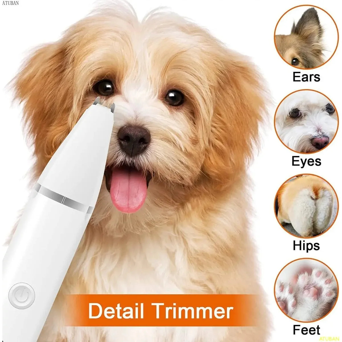 Dog Clippers Grooming Kit Hair Clipper-Low Noise Paw Trimmer-Cordless Quiet Nail Grinder Shaver for Cats and Other Pets