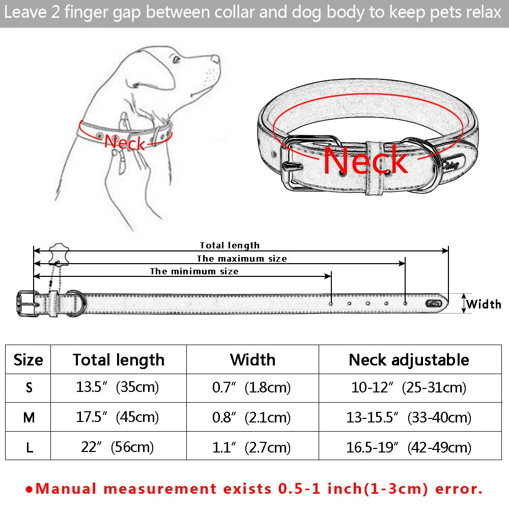 Leather Dog Collar Neoprene Padded Pet Collar Leash Harness for Small Medium Dogs for Bulldog Bull Terrier Pet Shop