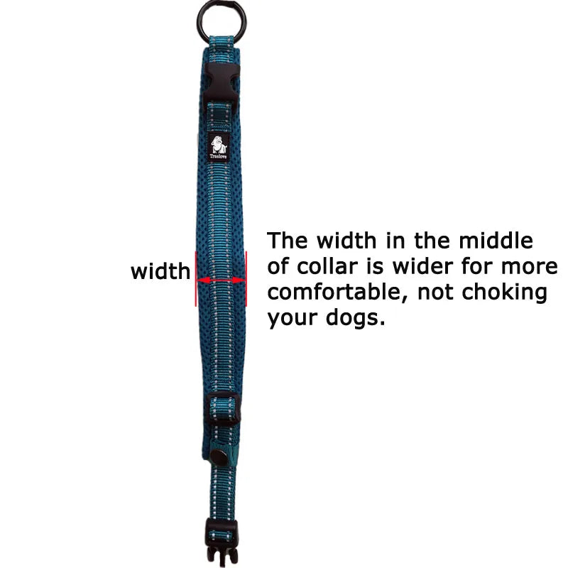 Easy on Pet Dog Collar and Leash Set Nylon Padded Adjustabele Reflective for Small Medium Large Dogs Training Walking