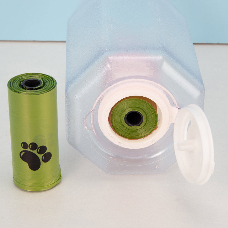 Tragbare Wasserflasche für Hunde oder Katzen- Futter, Wasser und Kotbeutel inkl.