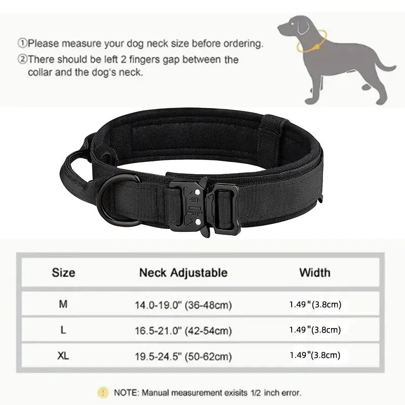 Tactical Dog Collar for Medium and Large Dogs: Suitable for All Breeds, Adjustable and Durable