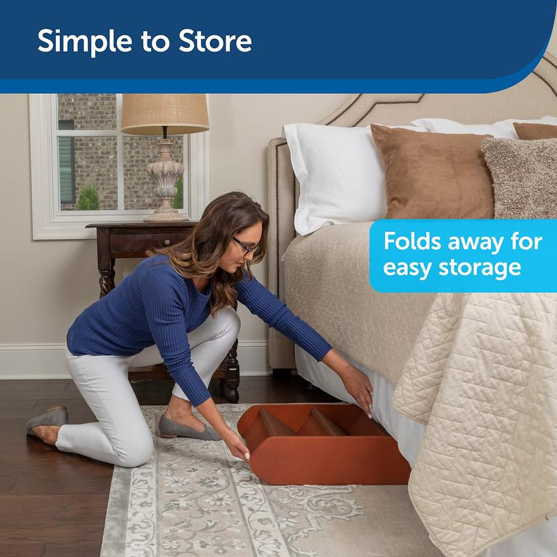 Cozyup Folding Wood Pet Steps - Dog and Cat Stairs - Lightweight Durable Wooden Frame Supports up to 200 Lb Side Rails and Non-Slip Feet Provide Added Security - 20 Inches