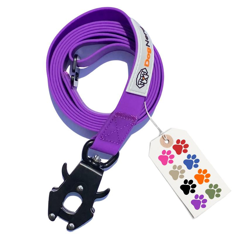 Dognerd 6' Tactical Silicone Dog Leash with Aluminum Quick Release Carabiner Solid Design for Large Dogs Walks Hikes Jogging