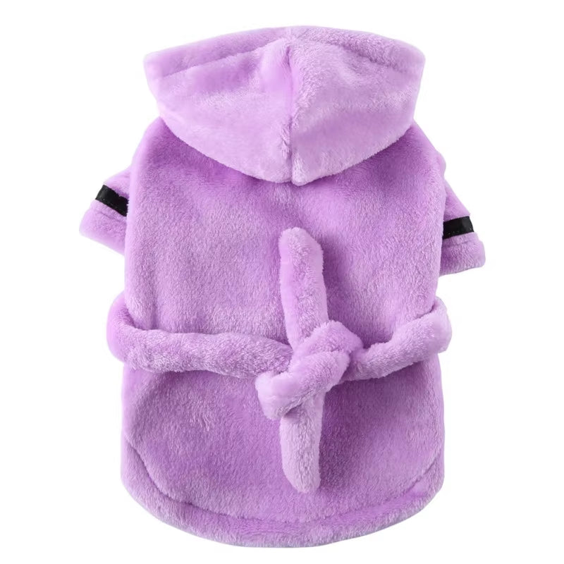 Dog Bath Robe after Bath, Quick Dry Absorbent Towel Robe with Belt for Small Medium Dogs Cats, Post Bath Drying Pet Accessories