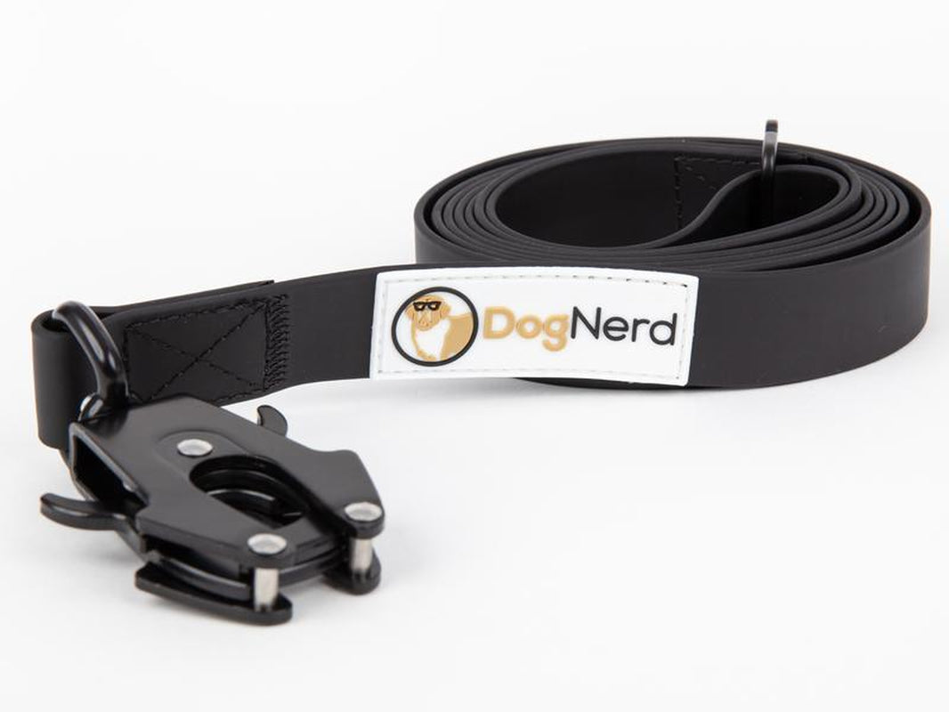 Dognerd 6' Tactical Silicone Dog Leash with Aluminum Quick Release Carabiner Solid Design for Large Dogs Walks Hikes Jogging