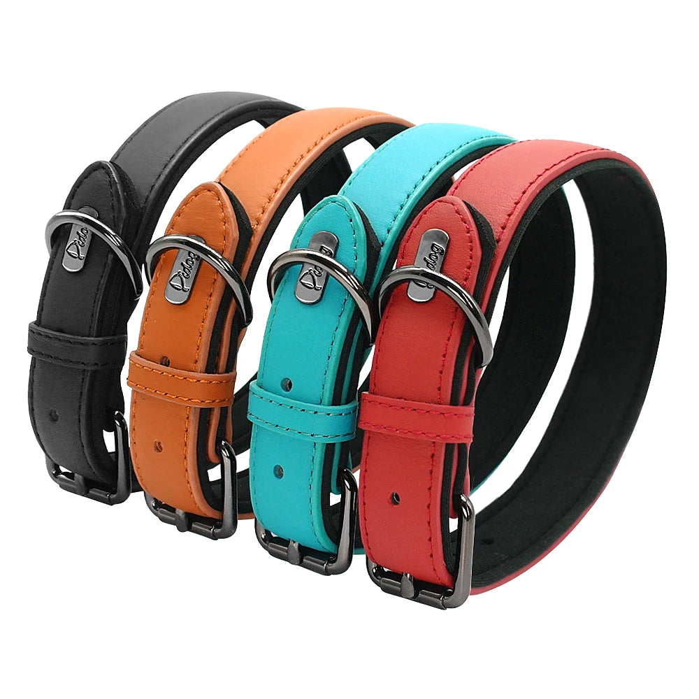 Leather Dog Collar Neoprene Padded Pet Collar Leash Harness for Small Medium Dogs for Bulldog Bull Terrier Pet Shop