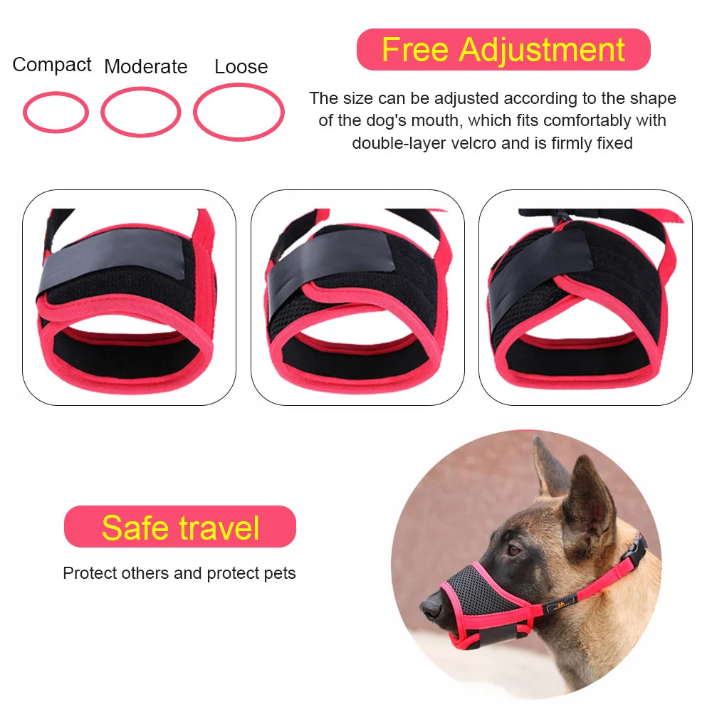 Dog Muzzle Nylon Anti-Bite Barking for Small Large Dogs Chihuahua Husky Pit Bull Breathable Adjustable Muzzles Dog Supplies