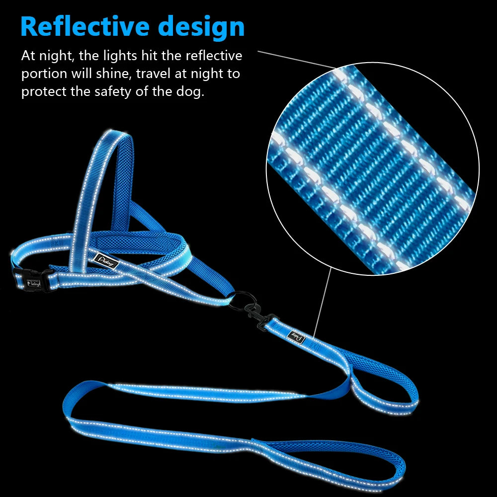 No Pull Reflective Dog Harness Leash Set Pet Vest Lead for Small Meduim Large Dogs Perfect for Daily Training Walking XXS-L