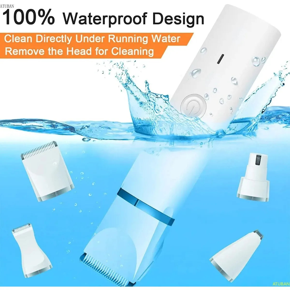 Dog Clippers Grooming Kit Hair Clipper-Low Noise Paw Trimmer-Cordless Quiet Nail Grinder Shaver for Cats and Other Pets