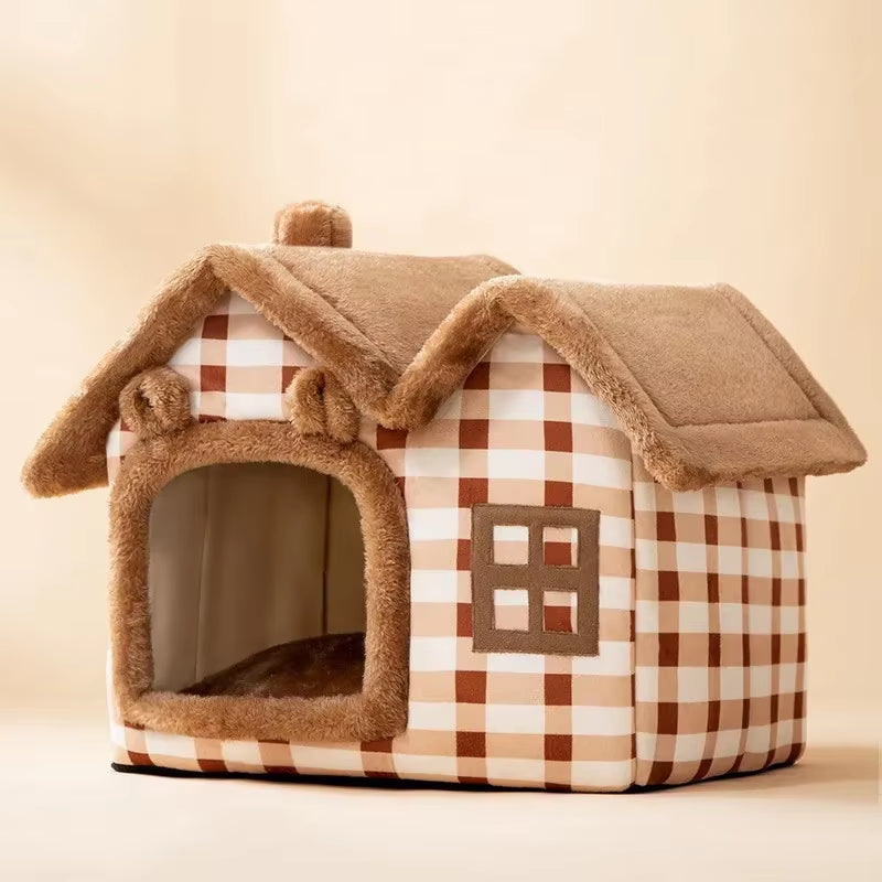 Foldable Cat House Winter Warm Chihuahua Cave Bed Cat Basket for Small Dogs Warm Soft Cat Bed Mat Kennel Puppy House Deep Sleep