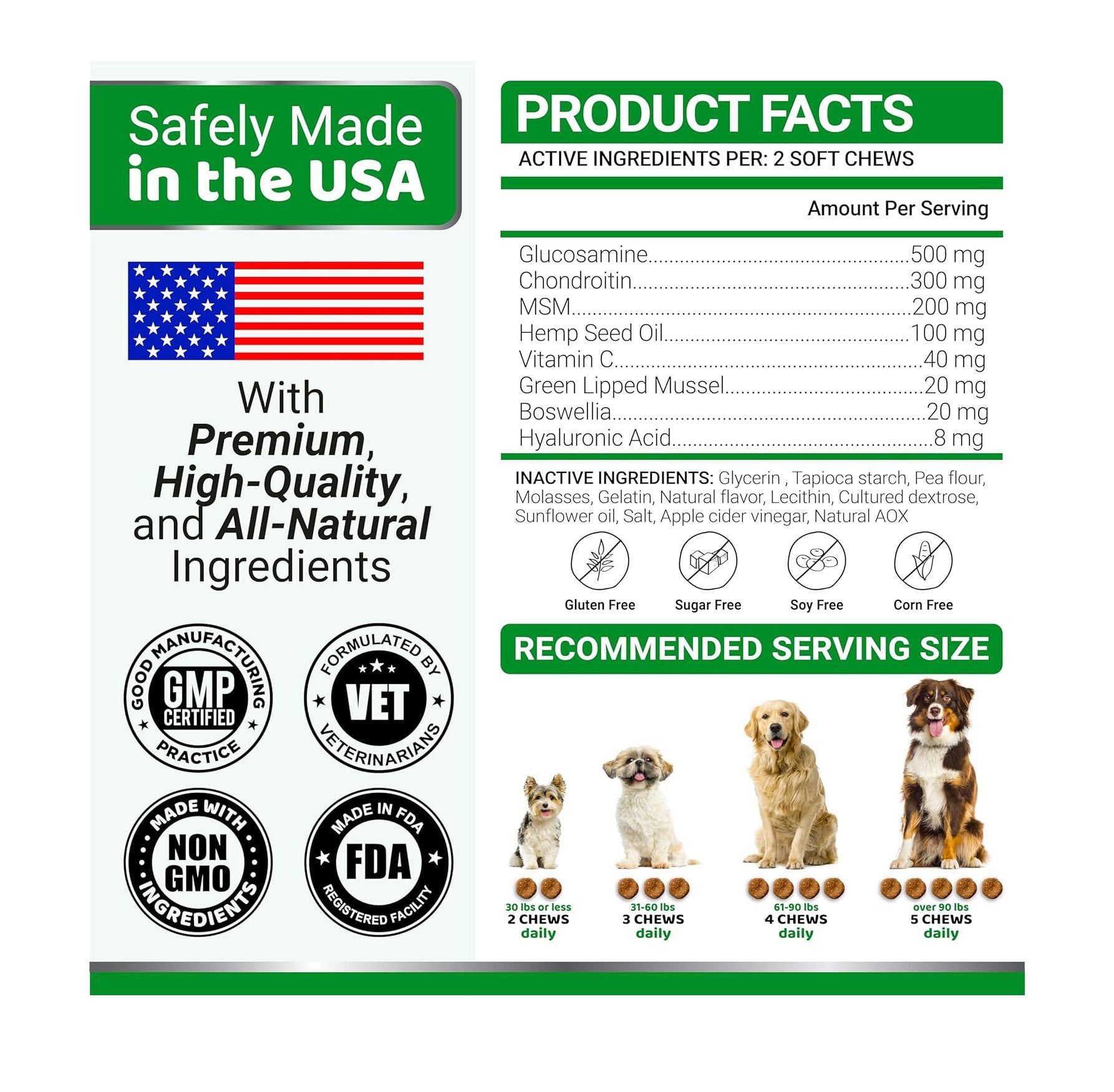 Nahrungsergänzungsmittel für die Hüfte und Gelenke von Haustieren