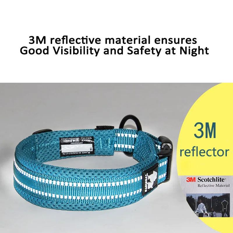 Easy on Pet Dog Collar and Leash Set Nylon Padded Adjustabele Reflective for Small Medium Large Dogs Training Walking