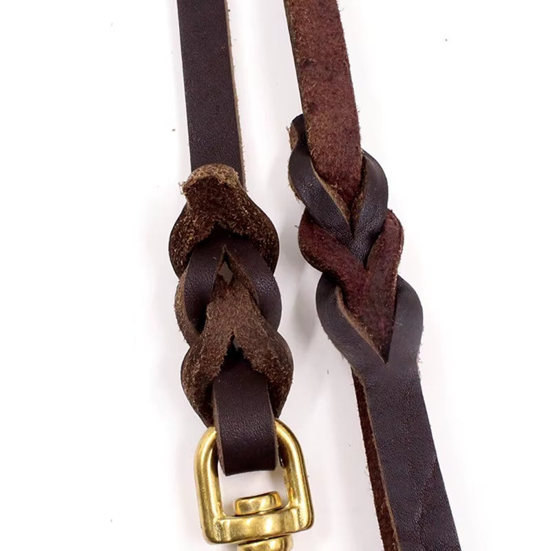 High-End Cowhide Leather Leash Dog Handmade Durable Pet Leash for Large Dogs Brass-Plated Hot Sale Pet Supplies Shop