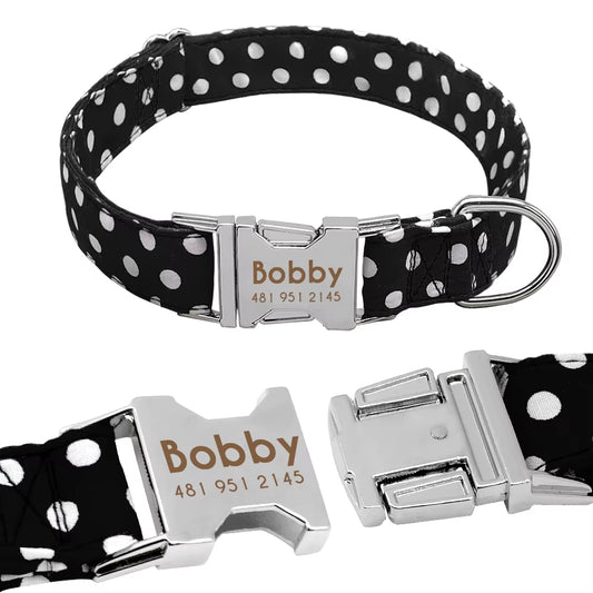 Personazlied Dog Collar Customized Pet Collar Nylon Anti-Lost Nameplate Tags Collars Free Engraved for Small Medium Large Dog